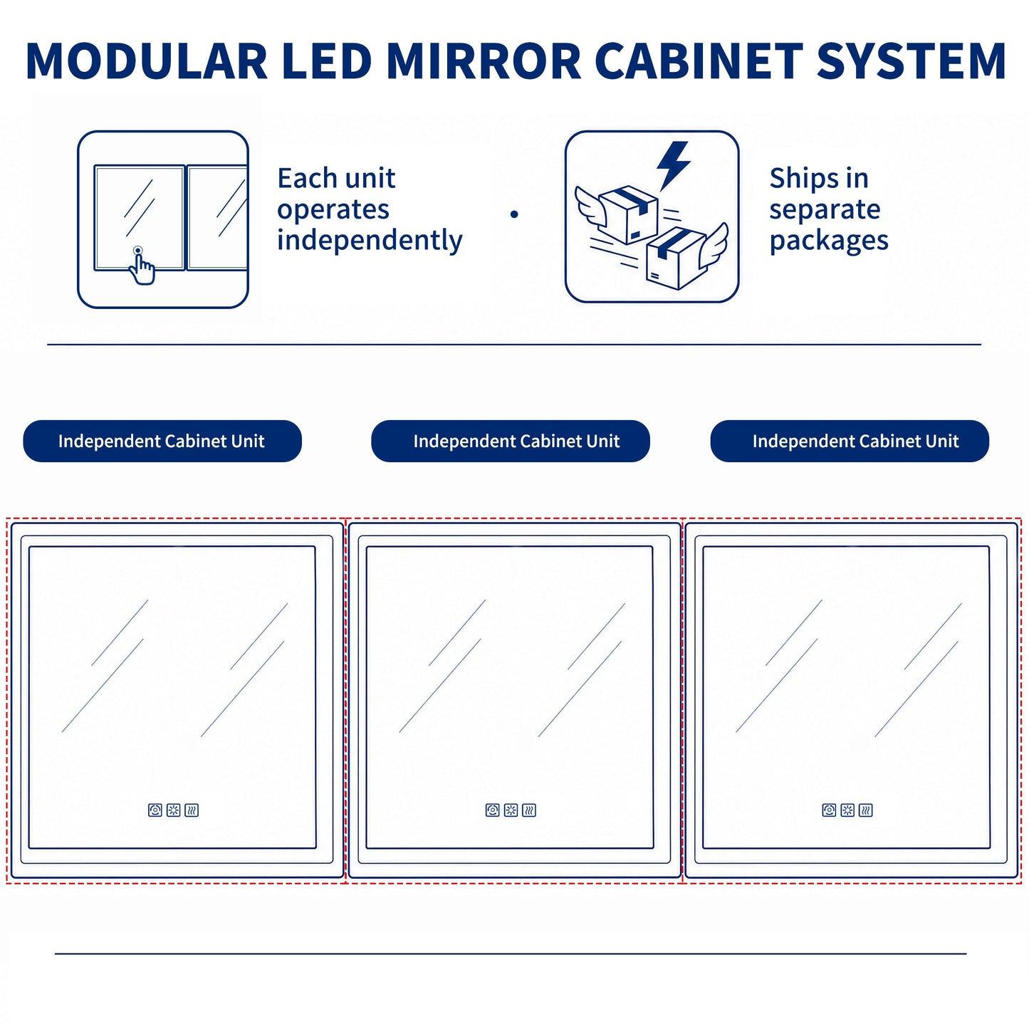 Illusion-B 90" x 36" Medicine Cabinets with LED Lights and Magnifiers for Enhanced Visibility