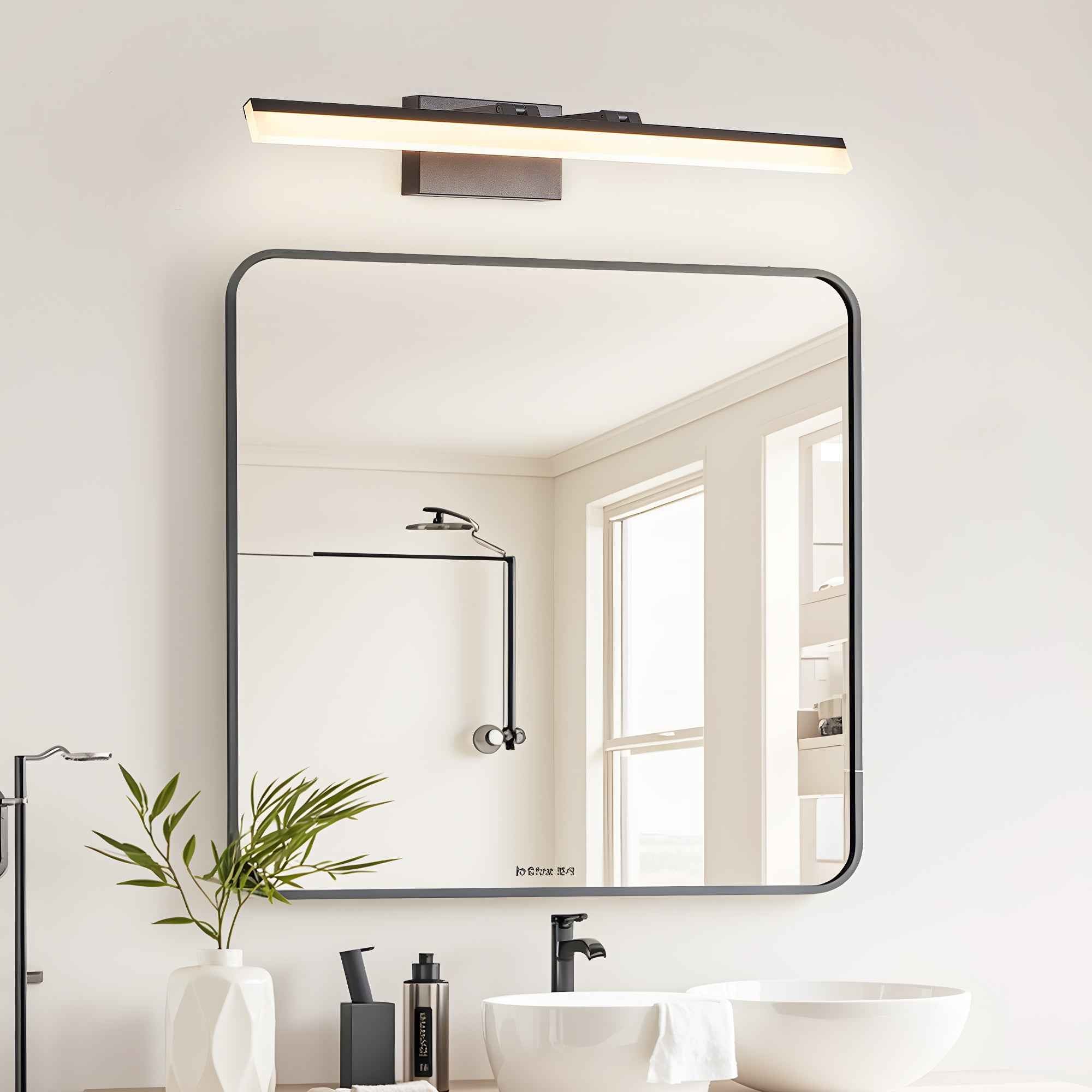 Exbrite 32 Inch Modern LED Bathroom Vanity Light C Sleek Black Metal ...