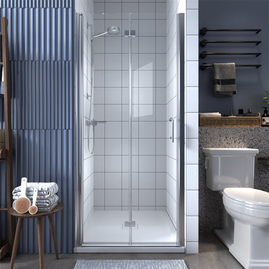 Adapt 34-35 1/2" W x 72" H Folding Semi-Frameless Swing Hinged Shower Doors in Chrome