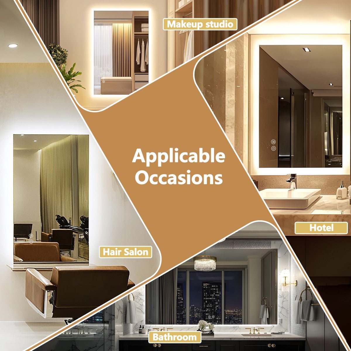 Navi LED Bathroom Mirror 24" x 36" with Backlit,Mirror with Lights Wall Mounted Anti Fog,Led Mirror for Bathroom,HD Tempered Glass,Shatter - Proof