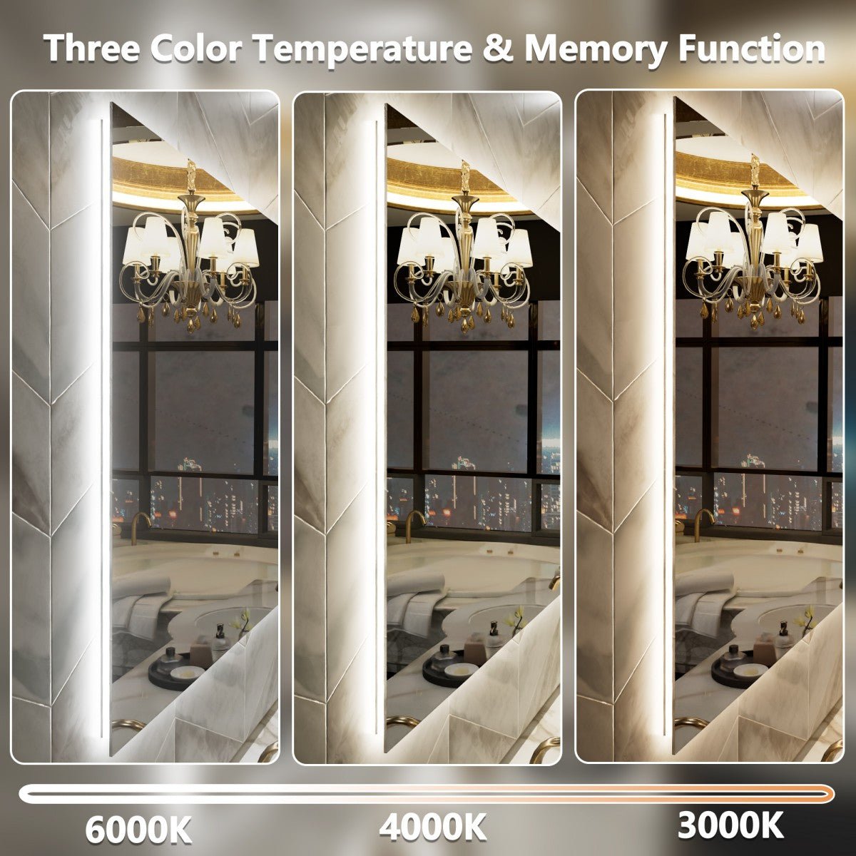 Navi LED Bathroom Mirror 60" x 40" with Backlit,Mirror with Lights Wall Mounted Anti Fog,Led Mirror for Bathroom,HD Tempered Glass,Shatter - Proof