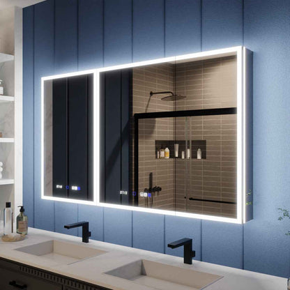 Illusion 56" x 32" LED Recessed Medicine Cabinet with Magnifiers Front and Back Light
