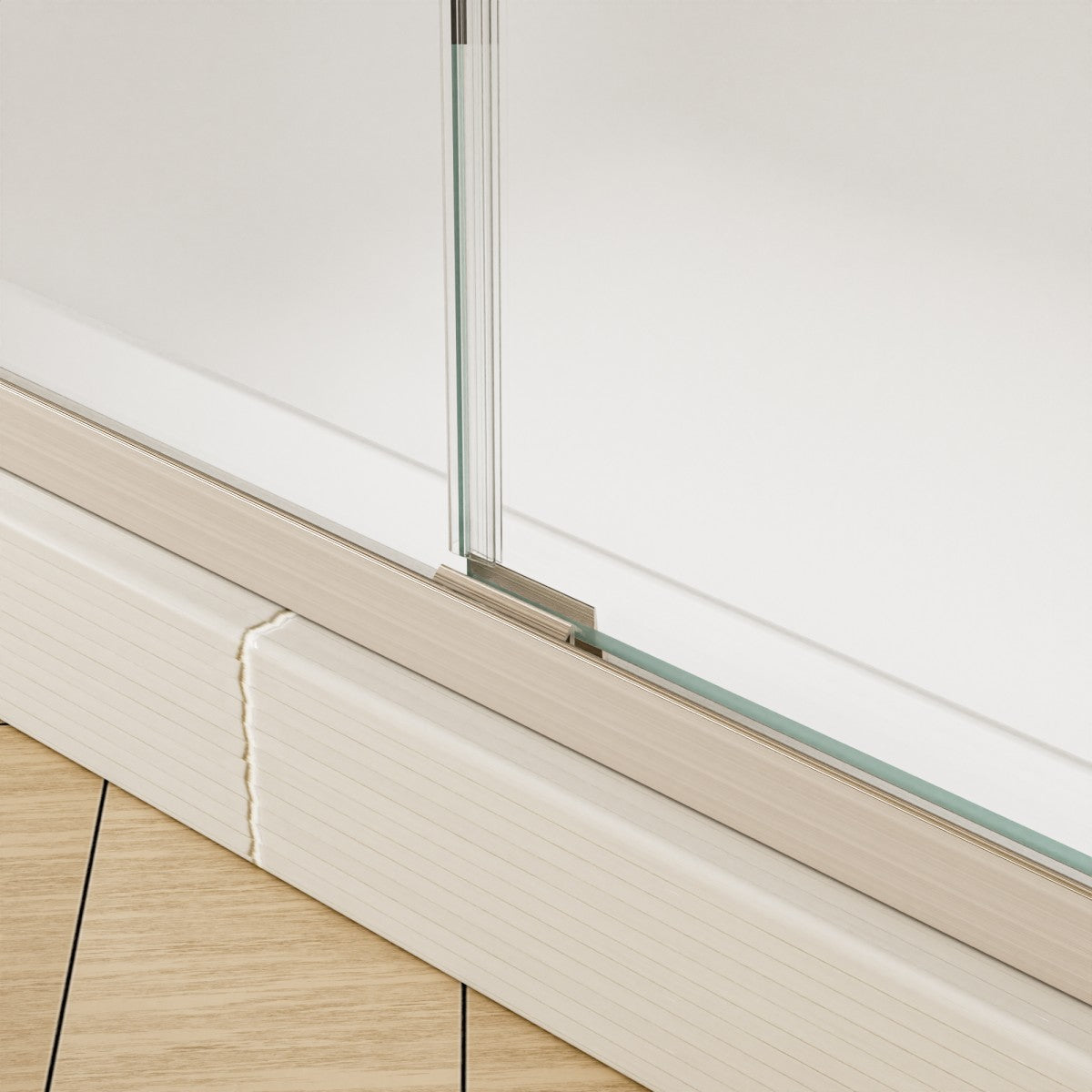 Glide 44-48" x 72" Framed Shower Door in Brushed Nickel,Water Repellent Glass Shower Door,Easy Glide Rollers Sliding Shower Door