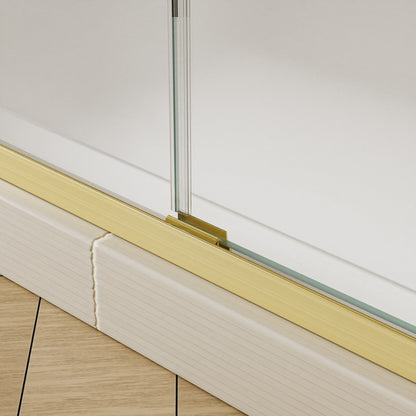 Glide 44-48" Wide x 70" Sliding Glass Shower Doors Frame in Brushed Gold,Clear Tempered Glass