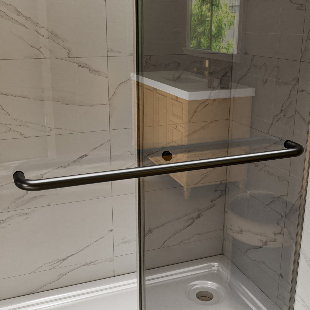 Glide-GR Framed Shower Door 56-60 in. W x 70 in. H Bypass Sliding Shower Enclosure,Matte Black,Double Sliding Smoke Gray Glass