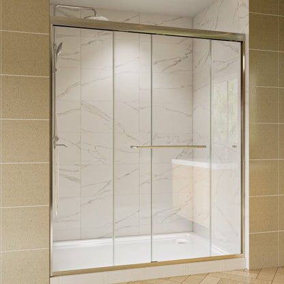 Glide Framed Shower Door 56-60 in. W x 72 in. H Bypass Sliding Shower Enclosure,Brushed Nickel,Double Sliding Glass Bathroom Doors