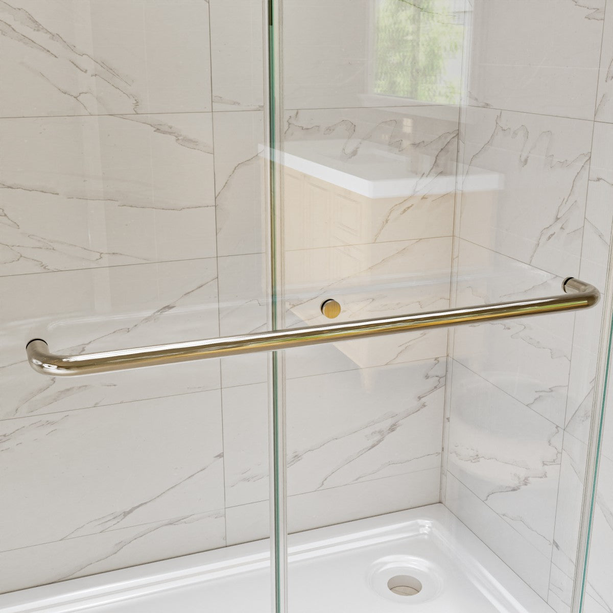 Glide 44-48" x 72" Framed Shower Door in Brushed Nickel,Water Repellent Glass Shower Door,Easy Glide Rollers Sliding Shower Door