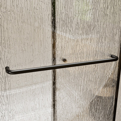 Glide-RA Semi-Frameless Shower Door 56-60 in. W x 70 in. H Bypass Sliding Shower Enclosure,Matte Black,Double Sliding Rain Glass Doors