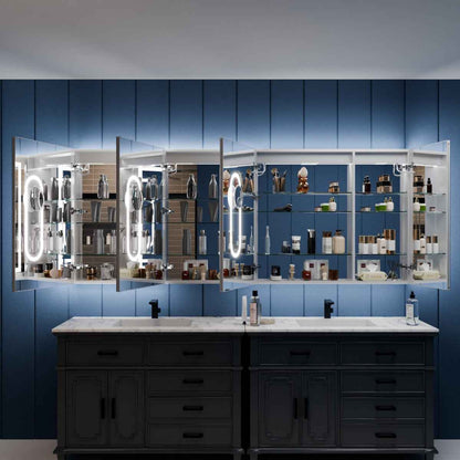 Illusion-B 90" x 36" Medicine Cabinets with LED Lights with Magnifiers Front and Back Light
