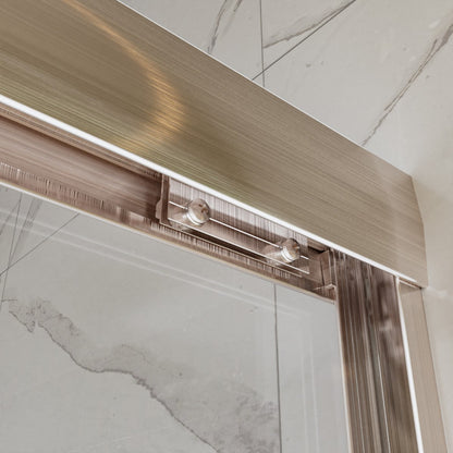 Glide 44-48" x 72" Framed Shower Door in Brushed Nickel,Water Repellent Glass Shower Door,Easy Glide Rollers Sliding Shower Door