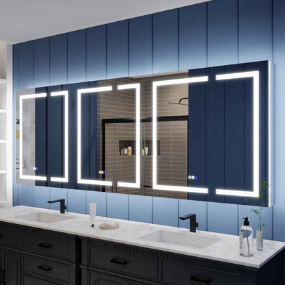 Illusion-B 96" x 36" Recessed LED Medicine Cabinet with Magnifiers Front and Back Light