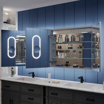 Illusion-B 60" x 32" | 60 inch LED medicine cabinet with Magnifiers Front and Back Light