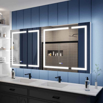 Illusion-B 78" x 36" LED Medicine Cabinet Mirror with Magnifiers Front and Back Light