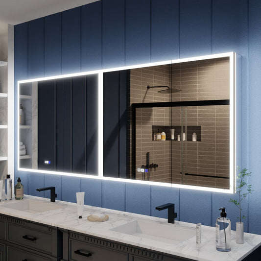 Illusion 72" x 36" LED Lighted Bathroom Medicine Cabinet with Magnifiers Front and Back Light