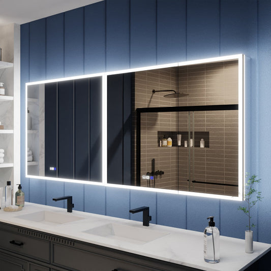 Illusion 76" x 32" LED Light Medicine Cabinet with Magnifiers Front and Back Light