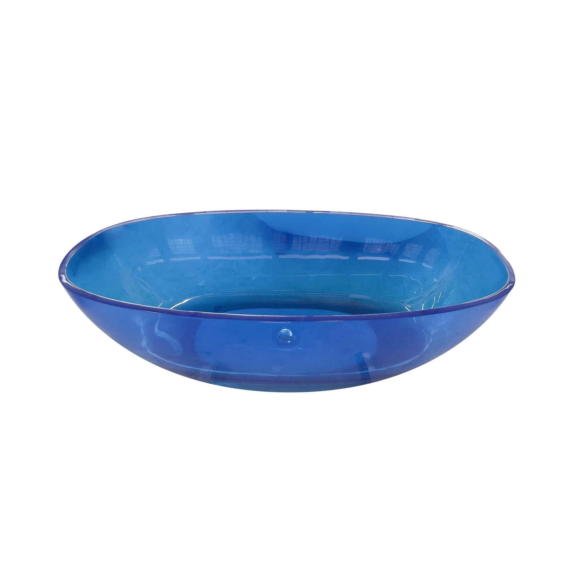 RS 64 inch Transparent Blue Oval Shape Freestanding Soaking Bathtub For The Bathroom