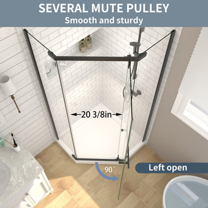 Prism Neo-Angle Frameless Shower Door 36 in. W x 72 in. H Corner Shower Enclosure with 6mm Clear Glass,Pivot Shower Doors,Matte Black