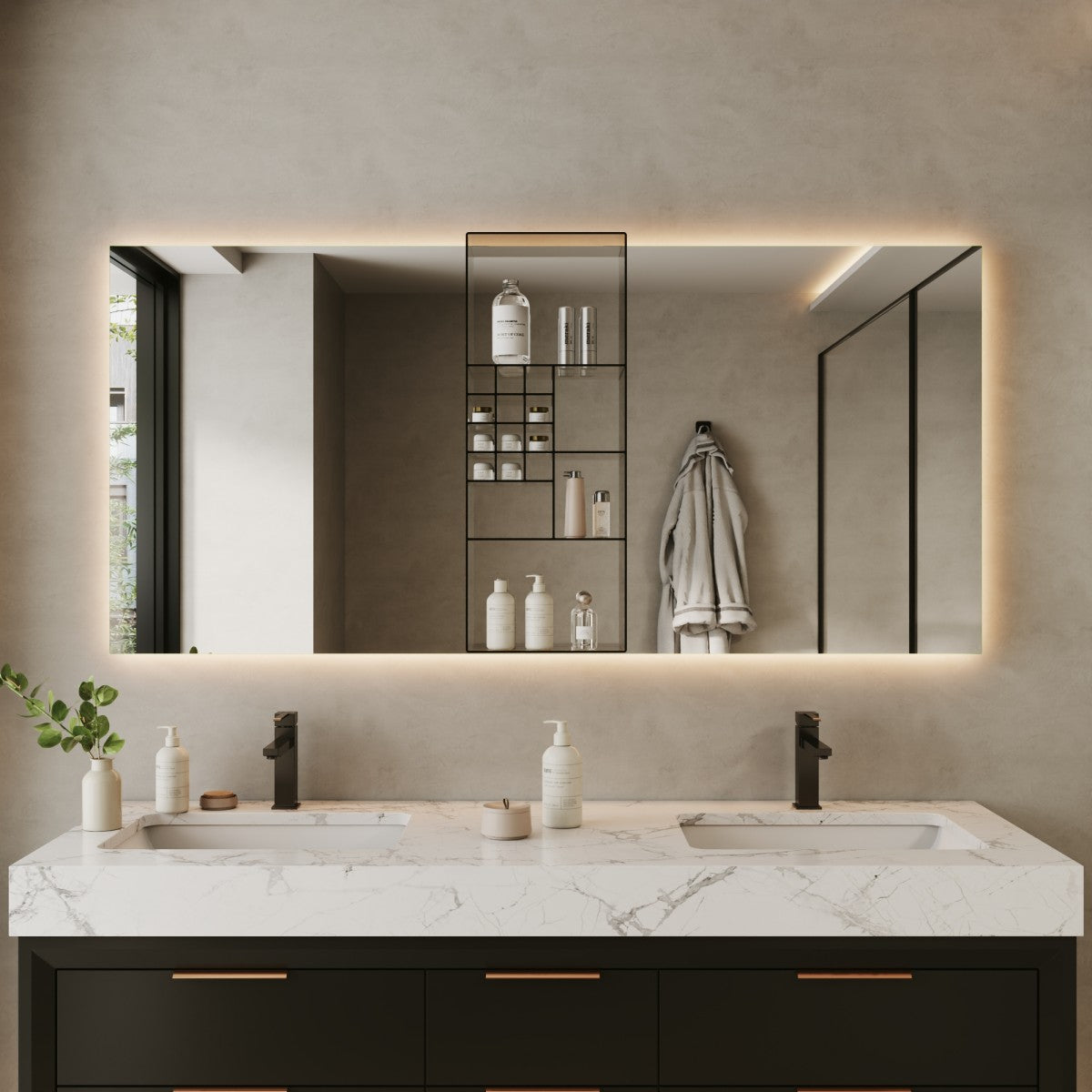 Premium Mirrored Bathroom Organizer Shelf – Elegant Storage for Beauty Essentials