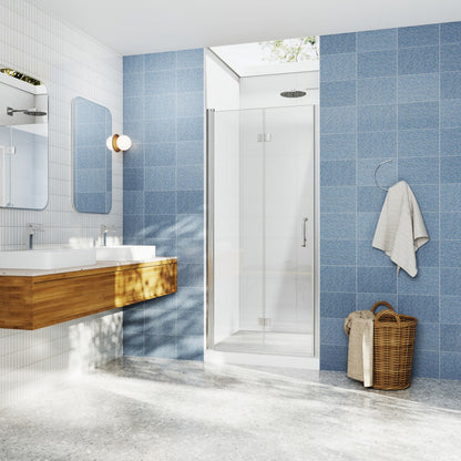 Adapt Allsumhome Bifold Shower Door 32-34 in.W x 72 in.H Pivot Swing Shower Doors,Brushed Nickel,Tempered Glass