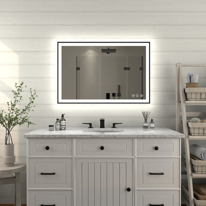 Apex-Noir 24"x36" Framed LED Lighted Bathroom Mirror