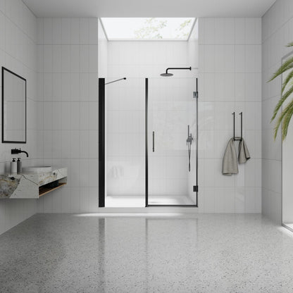 Valor-W Allsumhome 56-58"Wx71"H Semi-Frameless Pivot Glass Shower Door,Pivot Shower Door,SGCC Tempered Glass,Matte Black,Reversible Installation