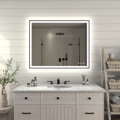 Apex-Noir 48"x32" Framed LED Lighted Bathroom Mirror
