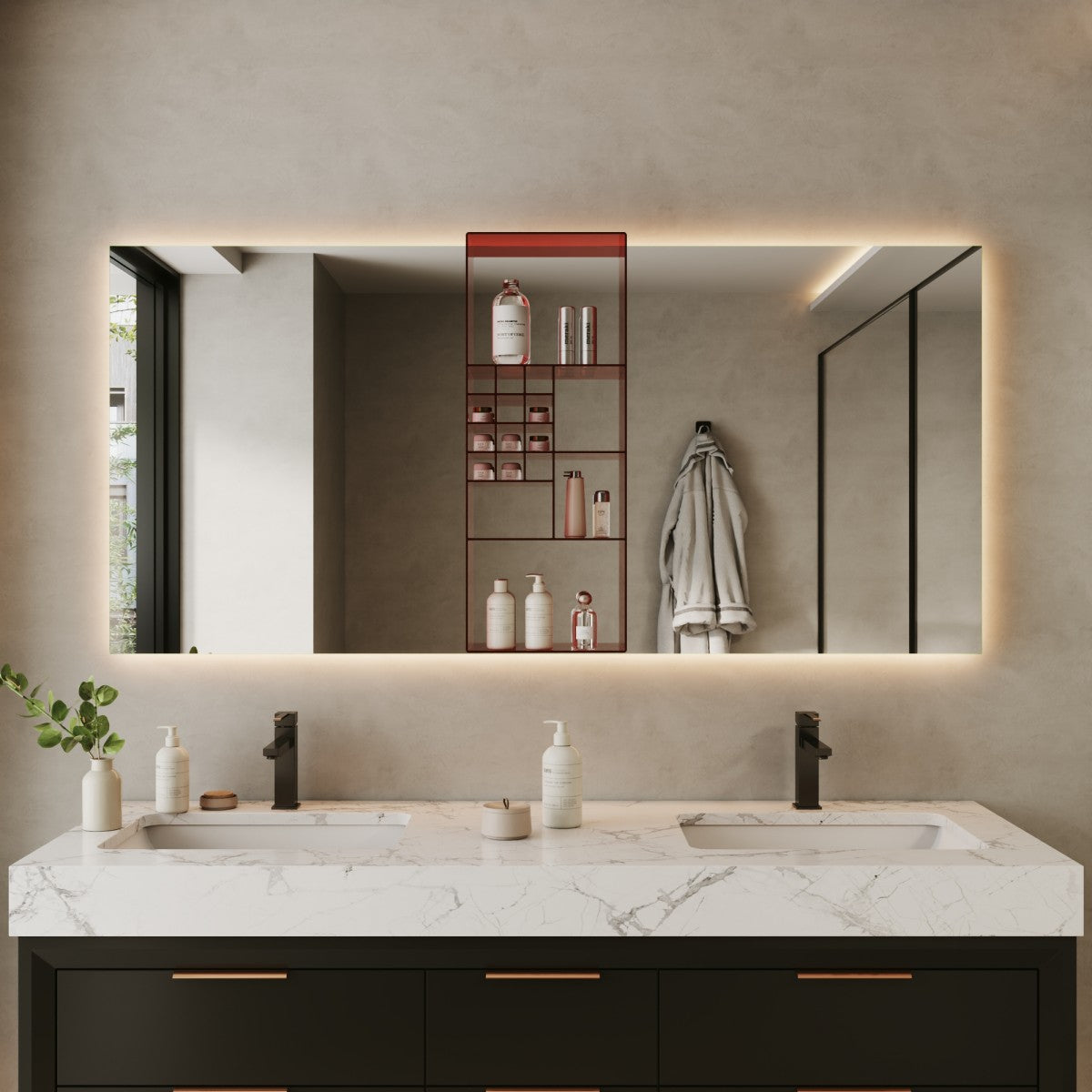 Premium Mirrored Bathroom Organizer Shelf – Elegant Storage for Beauty Essentials