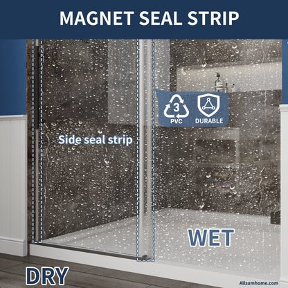 Anchor 56"-60" Width x 74" Height Frameless Sliding Shower Door,Clear Tempered Glass,Matte Black,Smooth Door Closing,Vertical Handle - ExBriteUSA