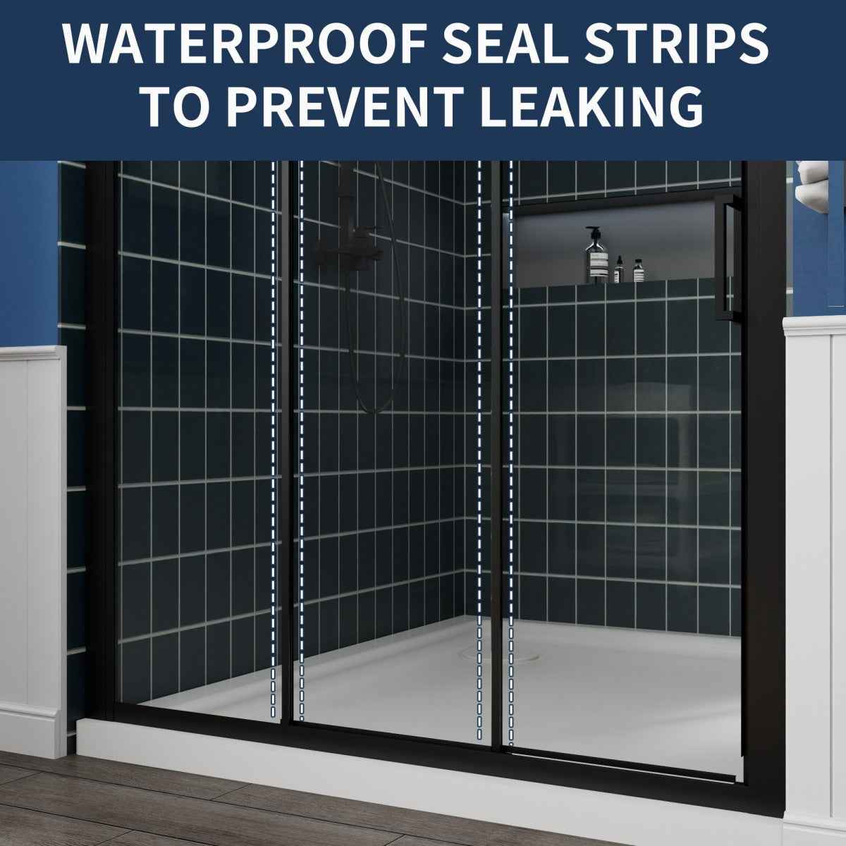 Nexus 56-60W x 70.H Easy Clean Double Framed Sliding Shower Door with 1/4" (6mm) Clear SGCC Tempered Glass,Matte Black Finish (Copy)