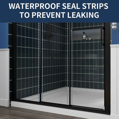 Nexus 56-60W x 70.H Easy Clean Double Framed Sliding Shower Door with 1/4" (6mm) Clear SGCC Tempered Glass,Matte Black Finish (Copy)