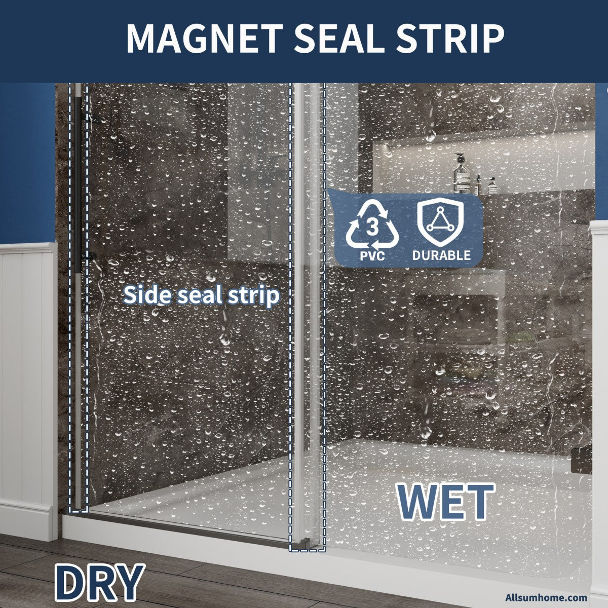 Anchor 56-60 in. W x 74 in. H Frameless Tall Shower Door Sliding Walk-in Shower Design with 8mm thick Clear Glass,Black - ExBriteUSA