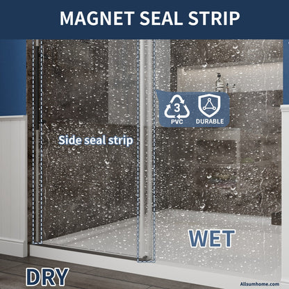 Anchor 56-60 in. W x 74 in. H Frameless Tall Shower Door Sliding Walk-in Shower Design with 8mm thick Clear Glass,Black - ExBriteUSA