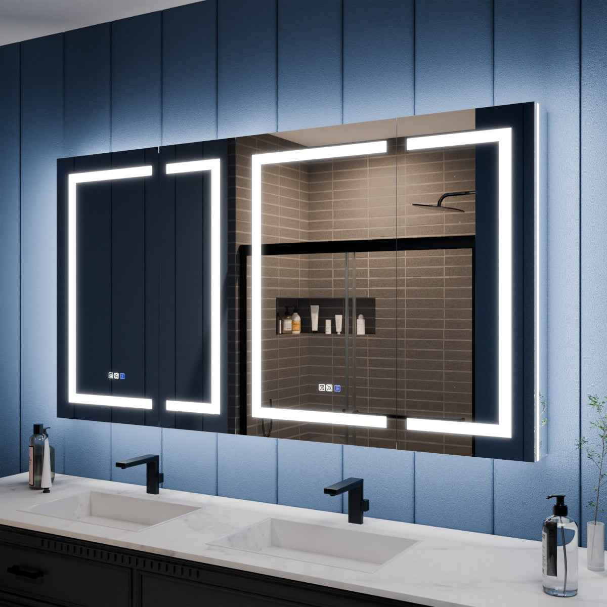Illusion-B 66" x 36" LED Medicine Cabinet with Magnifiers Front and Back Light