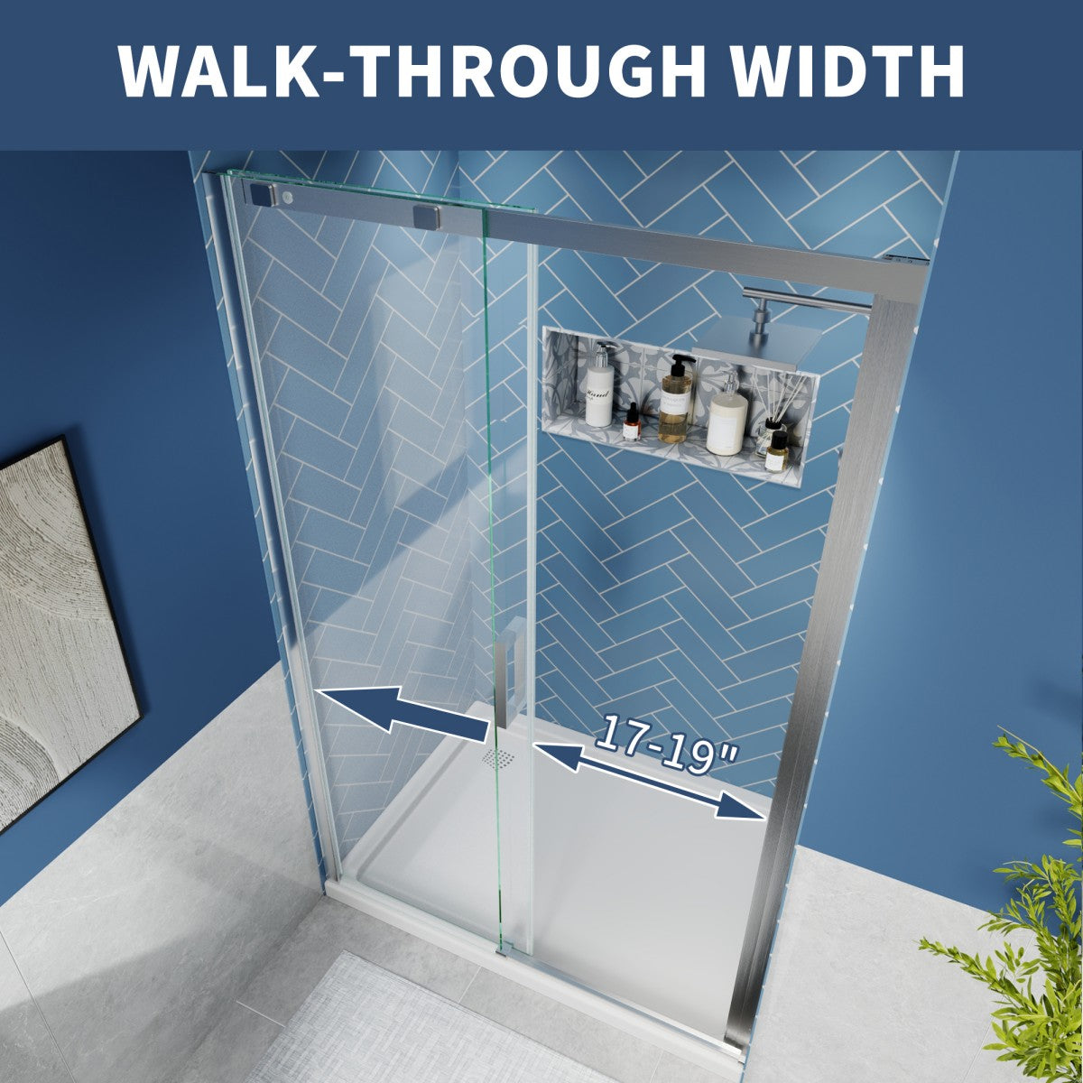 Lock Adjustable 44-48"W x 74"H Sliding Glass Shower Door with 8mm Clear Tempered Glass,Stainless Steel Hardware Brushed Nickel,Rectangle Shower Door