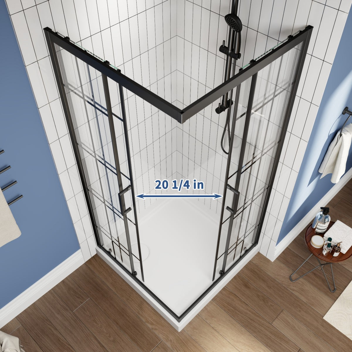 Haven-S 36" x 72" Corner Shower Enclosure,6mm Clear Glass,Double Sliding Shower Doors,Matte Black,Not Base,Adjustable