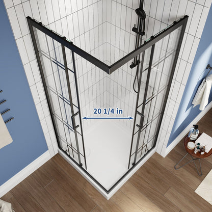 Haven-S 36" x 72" Corner Shower Enclosure,6mm Clear Glass,Double Sliding Shower Doors,Matte Black,Not Base,Adjustable