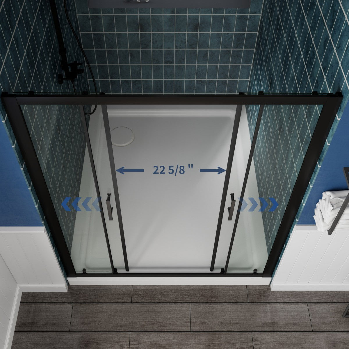 Holden 56-60"W x 70"H Easy Clean Shatter Proof Double Framed Sliding Shower Door with 1/4" (6mm) Clear SGCC Tempered Glass,Matte Black Finish