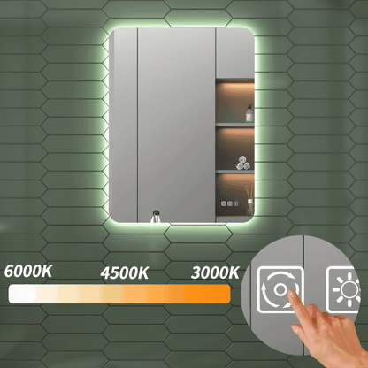 Brivaro 24" x 32" Backlit LED Bathroom Mirror with Nano-Tempered Glass, Anti-Fog, Dimmable, 3 Lighting Modes