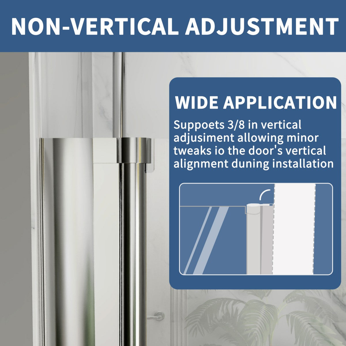 Adapt-E 30in.W x 72 in.H Bifold Frameless Folding Glass Shower Doors,Chrome Finish,Pivot Swing Shower Doors,1/4 in.Fold Clear Glass