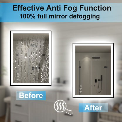 Apex-Noir 24"x36" Framed LED Lighted Bathroom Mirror