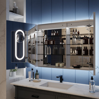 Illusion 40" x 32" LED Medicine Cabinet with Lights, Magnifiers Front and Back Light
