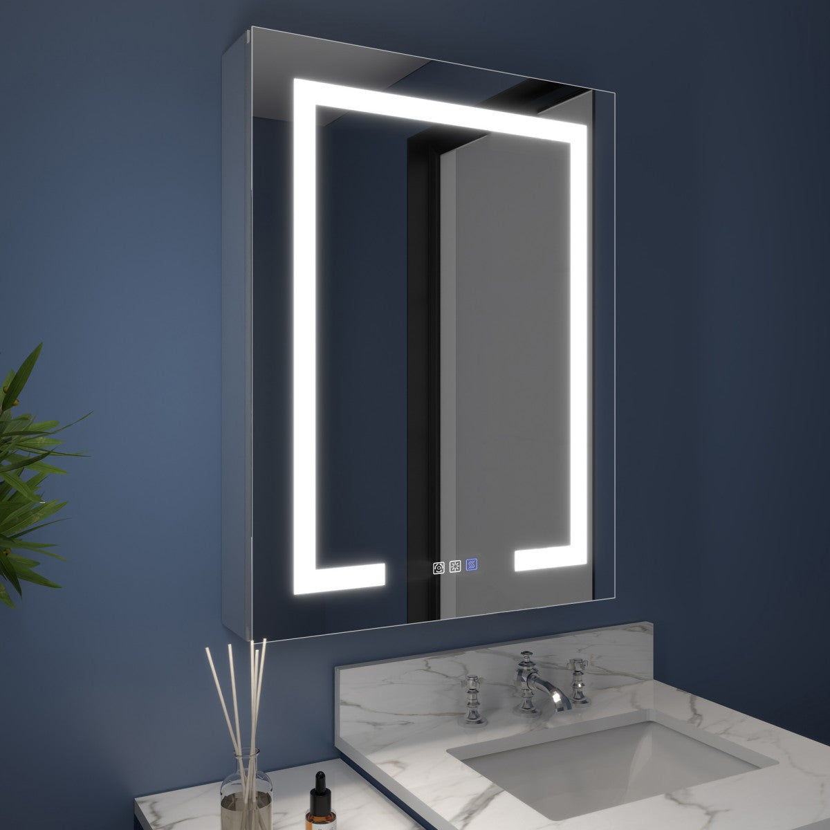 Boost-M2 24" W x 32" H LED Lighted Bathroom Medicine Cabinet with Mirror, Right Hinge