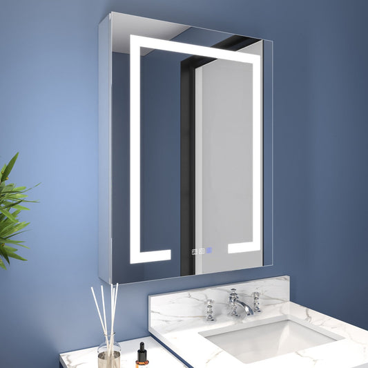 Boost-M2 24" W x 32" H LED Lighted Bathroom Medicine Cabinet with Mirror, Right Hinge