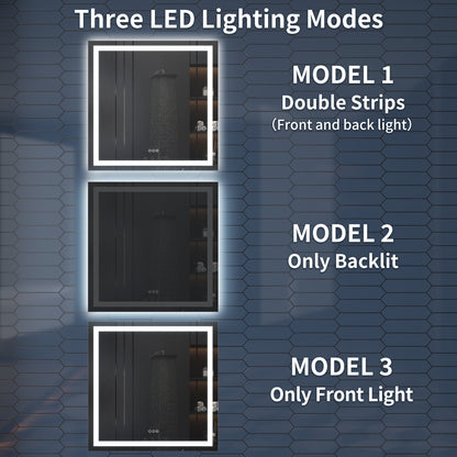Apex-T 36" W x 36" H Lighted Bathroom Large Light Led Mirror,Anti Fog,Dimmable,Three Lighting Modes
