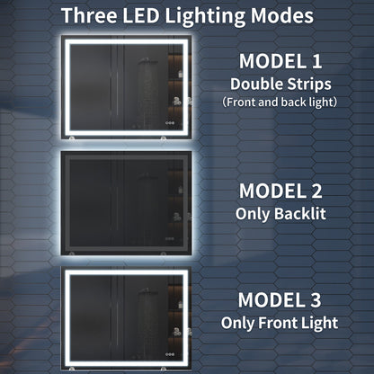 Apex-T 40" W x 32" H Lighted Bathroom Large Light Led Mirror,Anti Fog,Dimmable,Three Lighting Modes