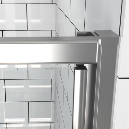 Flexi-B Showers 50-54" W x 71" H Glass Shower Doos Semi-Frameless,6mm Clear Tempered Glass Panel, Black Finish (Copy) - ExBriteUSA