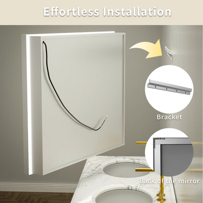 Ample 48" W x 36" H LED Lighted Chrome Medicine Cabinet with Mirror and Shelves for Bathroom Recessed or Surface Mount - ExBriteUSA