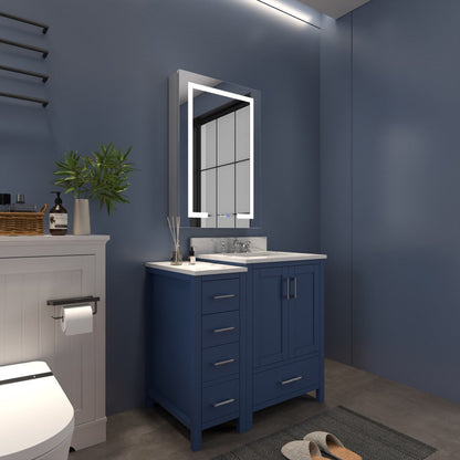 Boost-M2 24" W x 32" H LED Lighted Bathroom Medicine Cabinet with Mirror and Clock