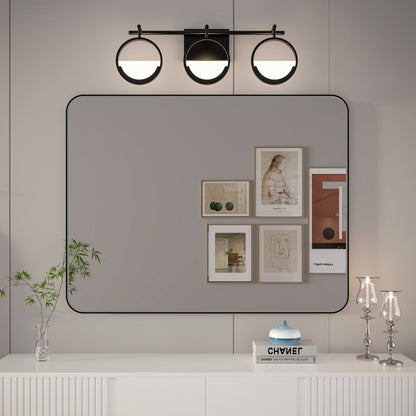 Noir 40" x 30" Vanity Mirror �C Modern, Elegant, Rectangular Wall Mirror with Tempered Glass, Shatterproof, Rust-Resistant, Matte Black Frame for Bathroom, Living Room & Hallway - ExBriteUSA
