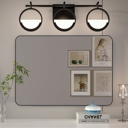 Noir 20" x 28" Vanity Mirror �C Modern, Elegant, Rectangular Wall Mirror with Tempered Glass, Shatterproof, Rust-Resistant, Matte Black Frame for Bathroom, Living Room & Hallway - ExBriteUSA